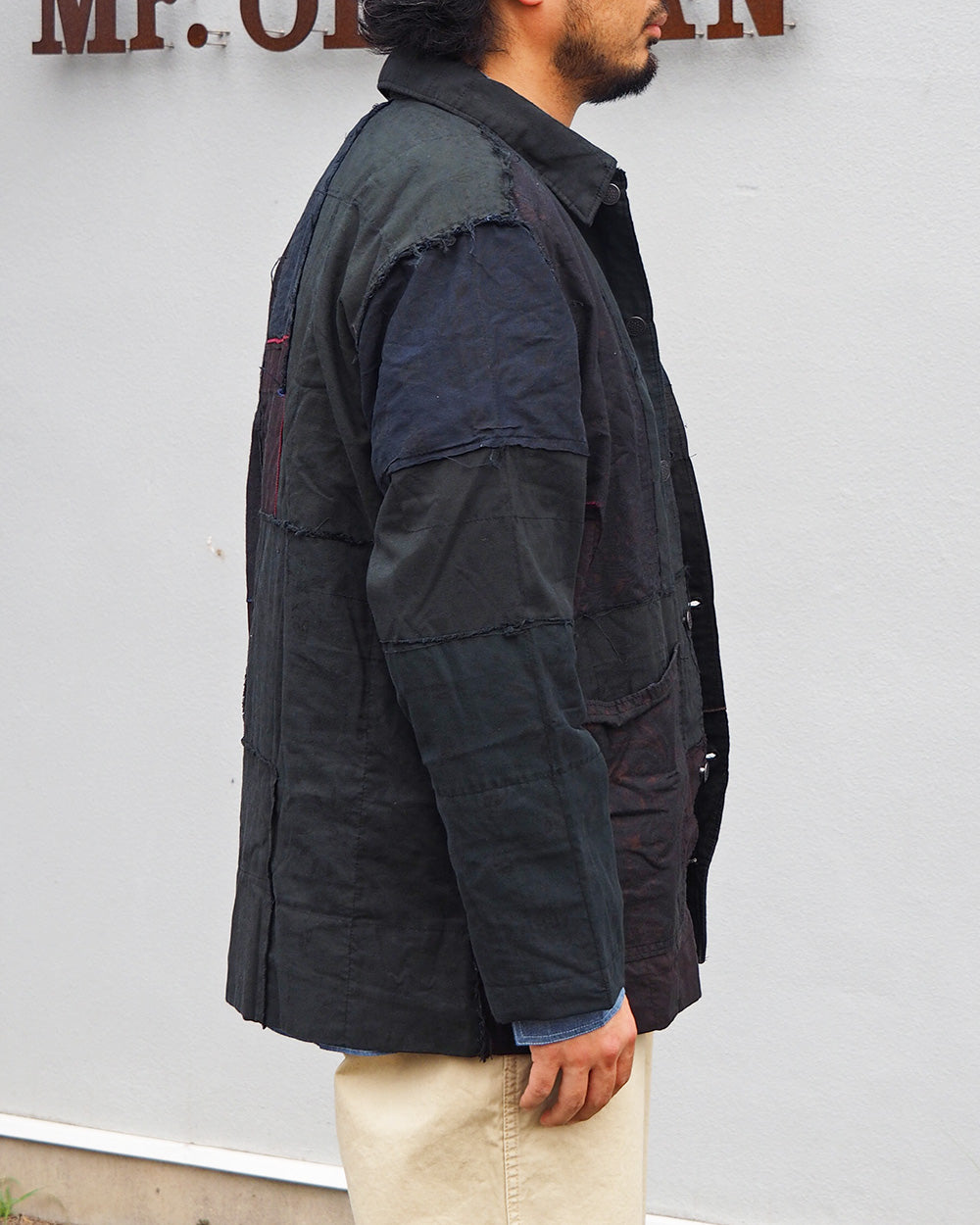Mr.OLDMAN×redad ミスターオールドマン×レダッド Bandana Patchwork Coverall Black Over Dye B