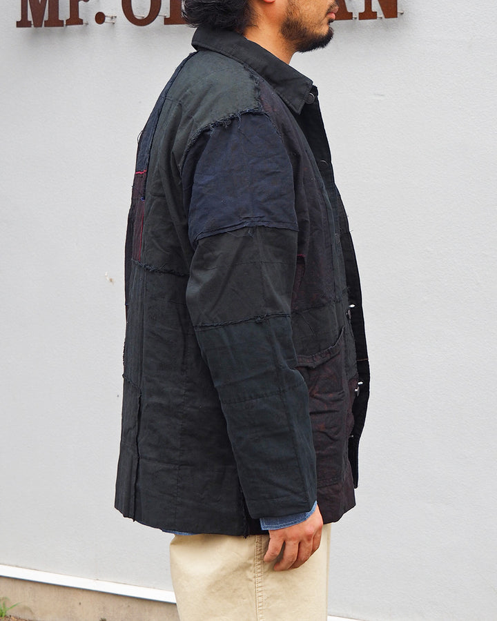 Mr.OLDMAN×redad ミスターオールドマン×レダッド Bandana Patchwork Coverall Black Over Dye B