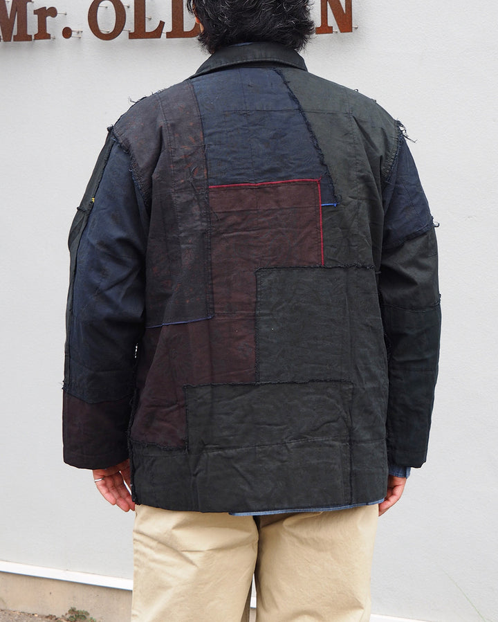 Mr.OLDMAN×redad ミスターオールドマン×レダッド Bandana Patchwork Coverall Black Over Dye B
