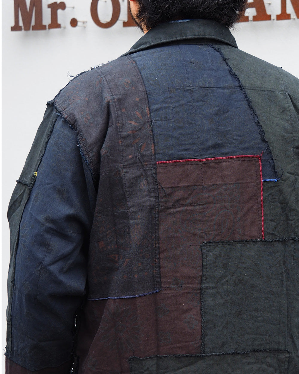 Mr.OLDMAN×redad ミスターオールドマン×レダッド Bandana Patchwork Coverall Black Over Dye B