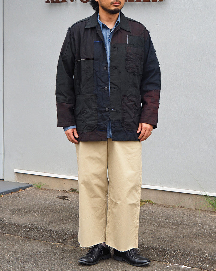 Mr.OLDMAN×redad ミスターオールドマン×レダッド Bandana Patchwork Coverall Black Over Dye C