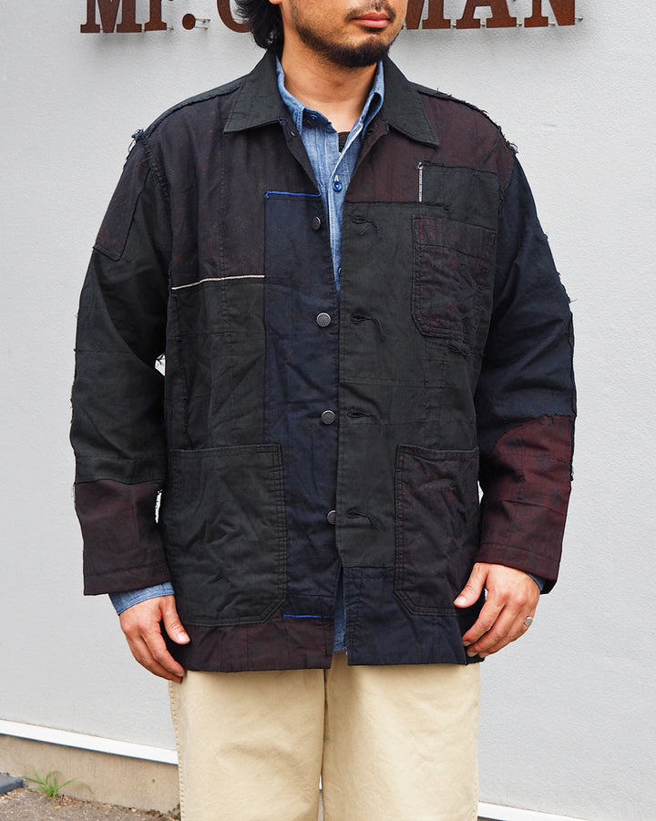 Mr.OLDMAN×redad ミスターオールドマン×レダッド Bandana Patchwork Coverall Black Over Dye C