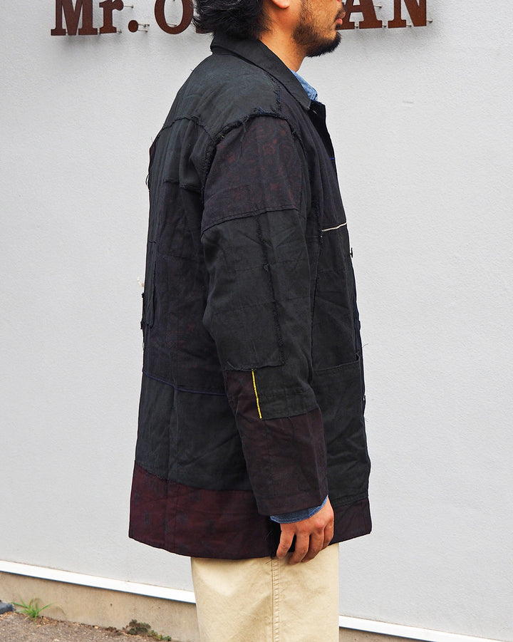 Mr.OLDMAN×redad ミスターオールドマン×レダッド Bandana Patchwork Coverall Black Over Dye C