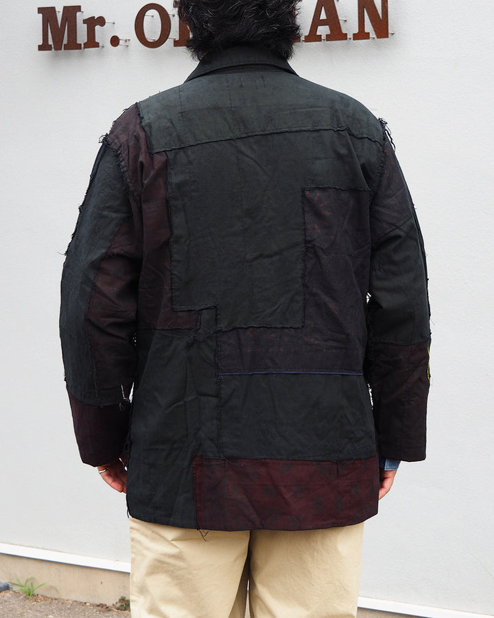 Mr.OLDMAN×redad ミスターオールドマン×レダッド Bandana Patchwork Coverall Black Over Dye C