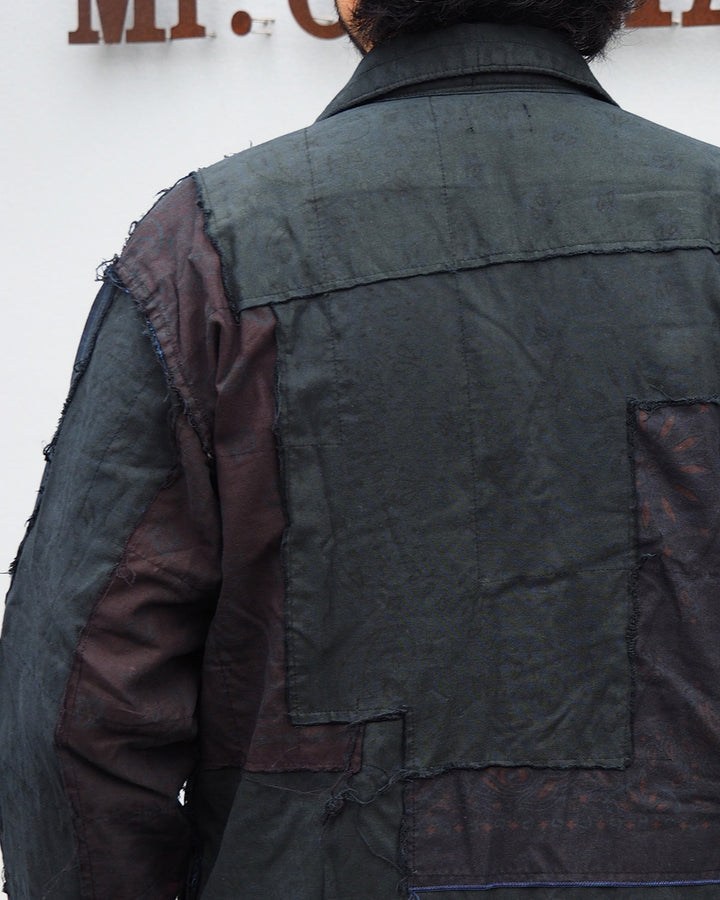 Mr.OLDMAN×redad ミスターオールドマン×レダッド Bandana Patchwork Coverall Black Over Dye C