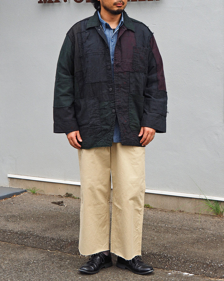 Mr.OLDMAN×redad ミスターオールドマン×レダッド Bandana Patchwork Coverall Black Over Dye D