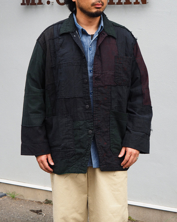 Mr.OLDMAN×redad ミスターオールドマン×レダッド Bandana Patchwork Coverall Black Over Dye D