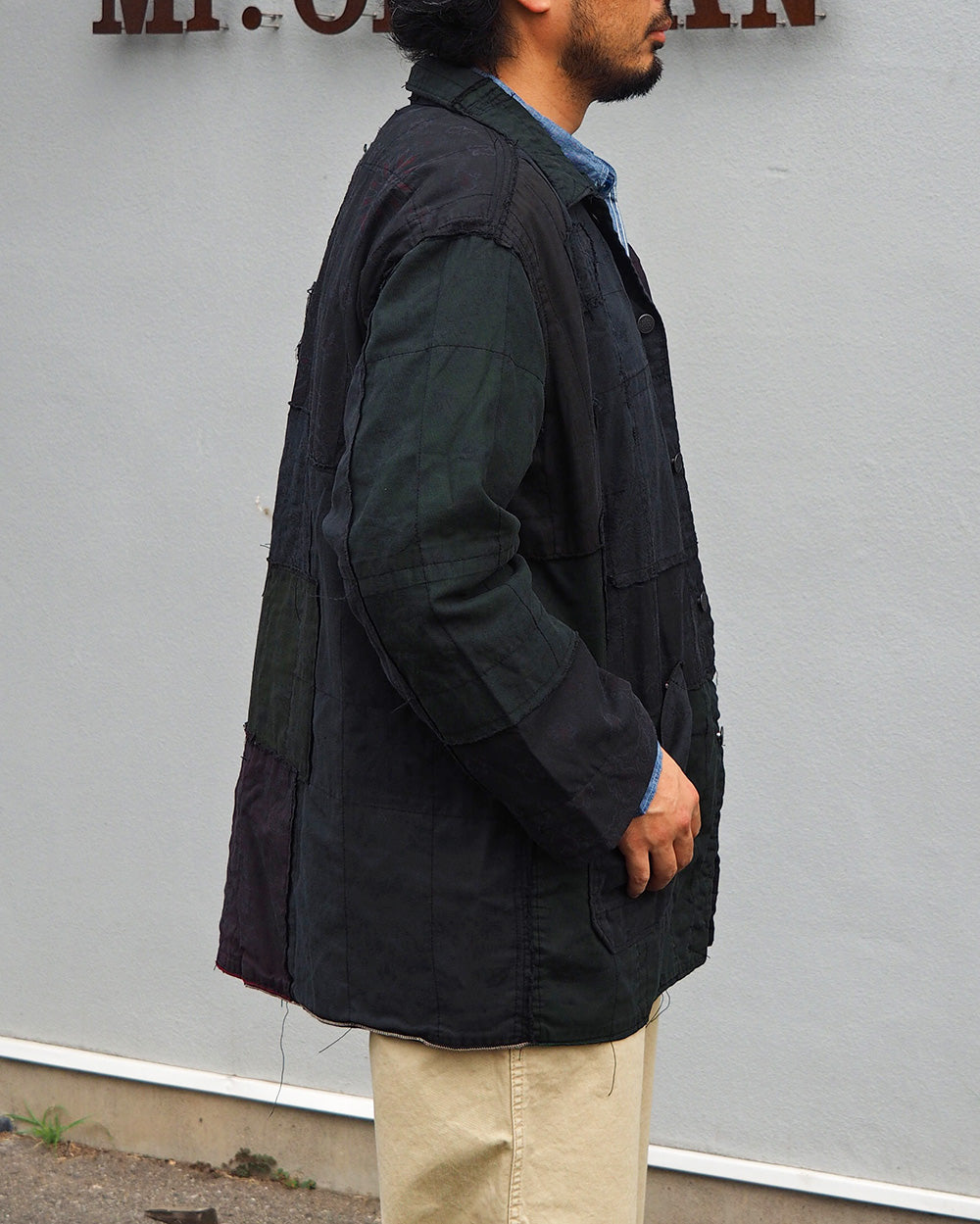 Mr.OLDMAN×redad ミスターオールドマン×レダッド Bandana Patchwork Coverall Black Over Dye D
