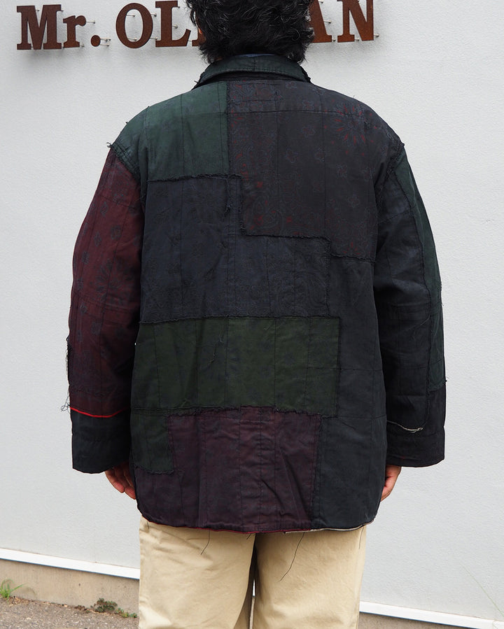 Mr.OLDMAN×redad ミスターオールドマン×レダッド Bandana Patchwork Coverall Black Over Dye D