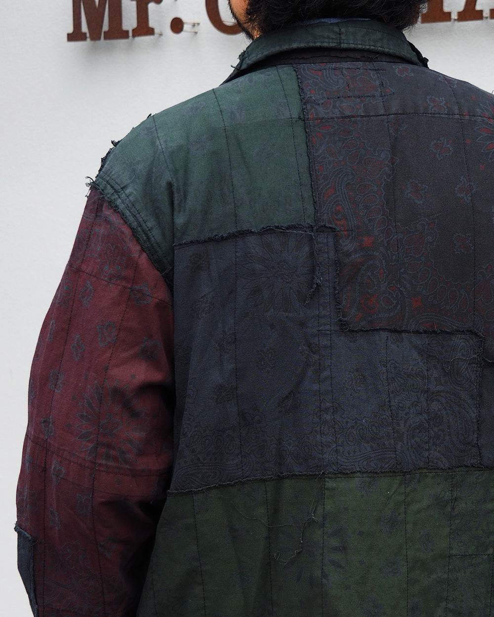 Mr.OLDMAN×redad ミスターオールドマン×レダッド Bandana Patchwork Coverall Black Over Dye D
