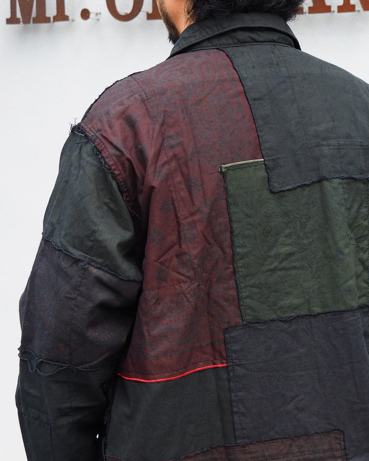 Mr.OLDMAN×redad ミスターオールドマン×レダッド Bandana Patchwork Coverall Black Over Dye F