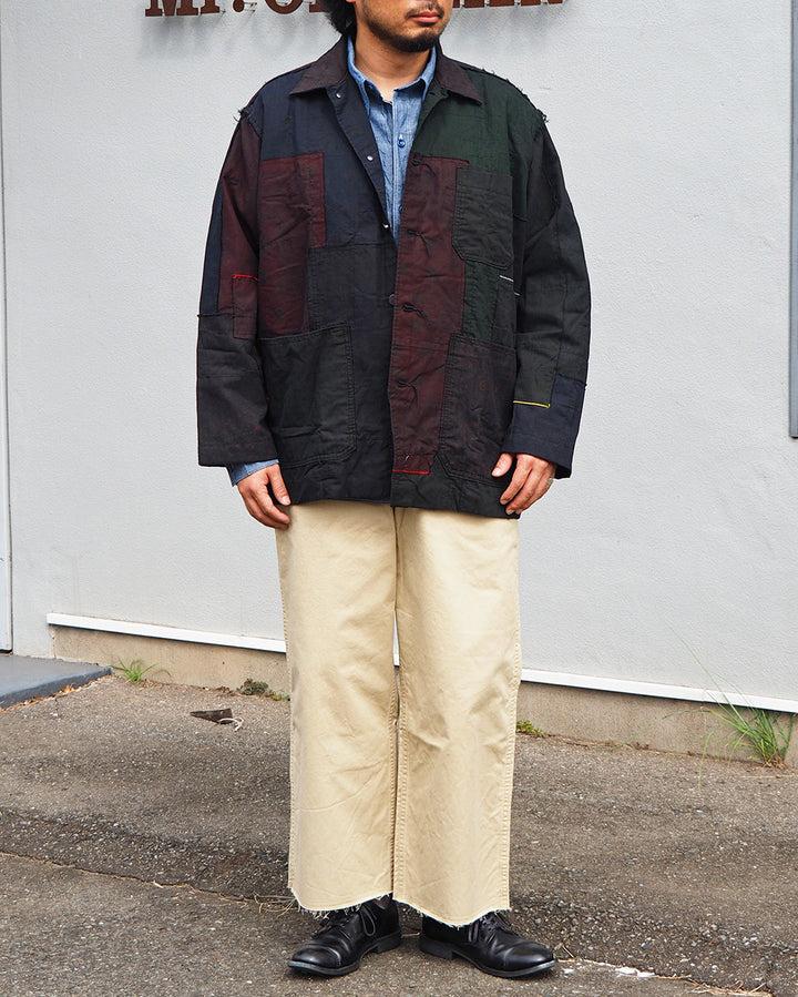 Mr.OLDMAN×redad ミスターオールドマン×レダッド Bandana Patchwork Coverall Black Over Dye E