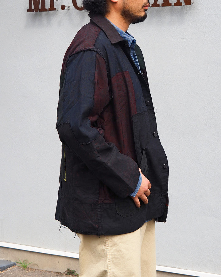 Mr.OLDMAN×redad ミスターオールドマン×レダッド Bandana Patchwork Coverall Black Over Dye E