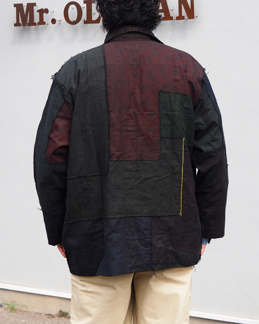 Mr.OLDMAN×redad ミスターオールドマン×レダッド Bandana Patchwork Coverall Black Over Dye E