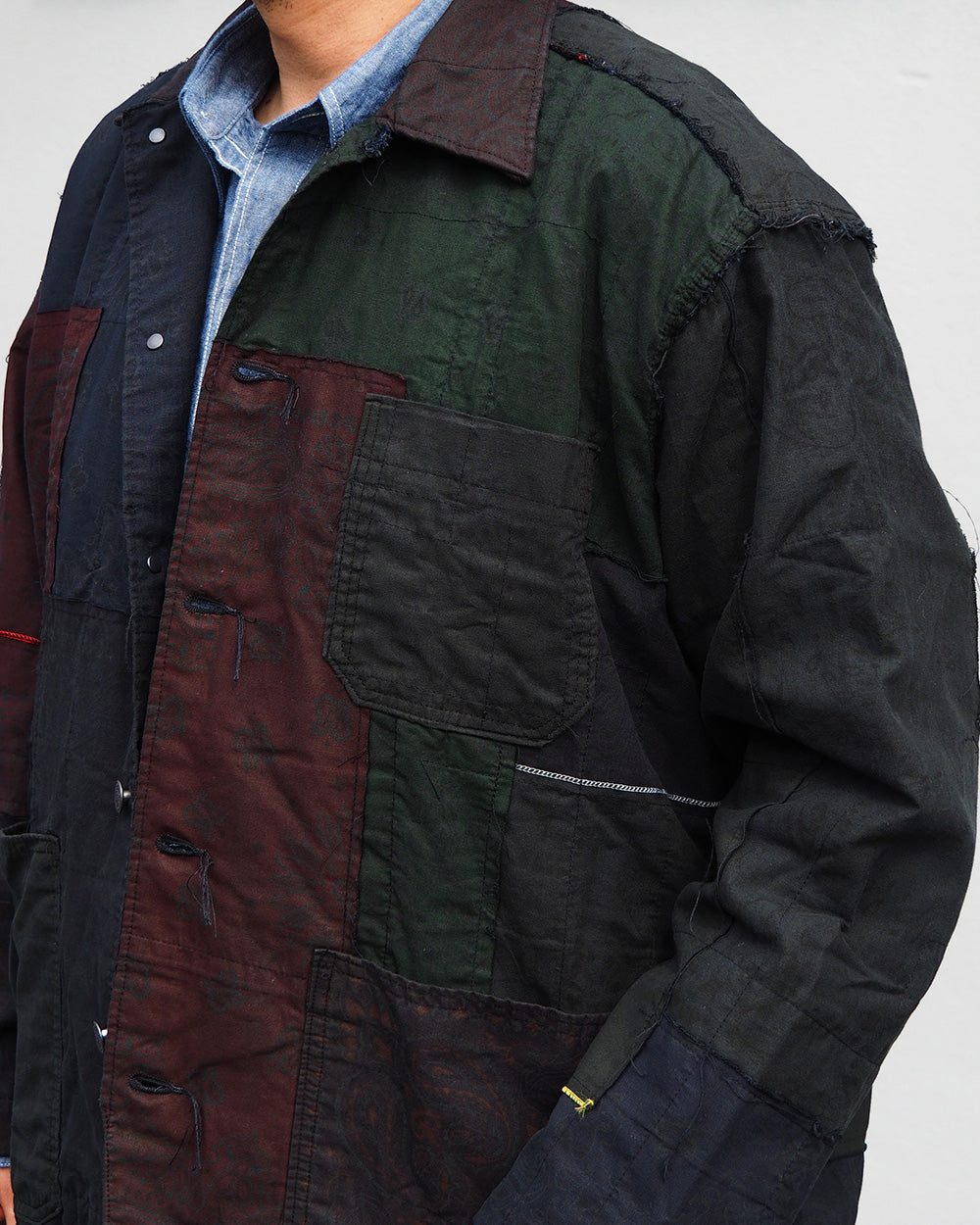 Mr.OLDMAN×redad ミスターオールドマン×レダッド Bandana Patchwork Coverall Black Over Dye E