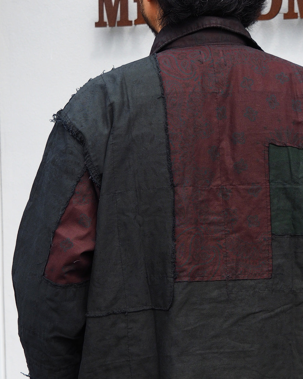 Mr.OLDMAN×redad ミスターオールドマン×レダッド Bandana Patchwork Coverall Black Over Dye E