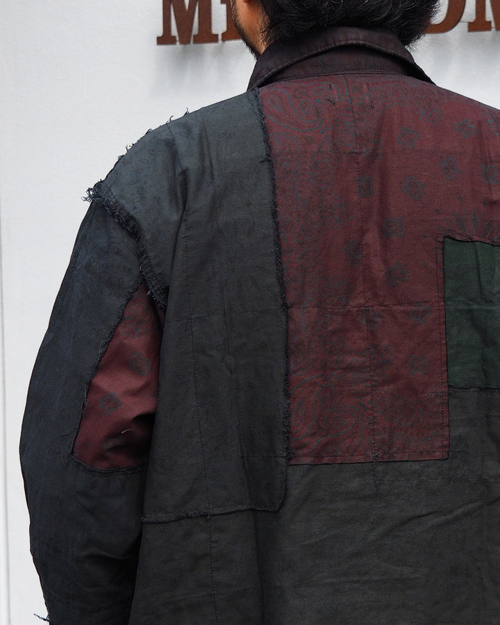 Mr.OLDMAN×redad ミスターオールドマン×レダッド Bandana Patchwork Coverall Black Over Dye E
