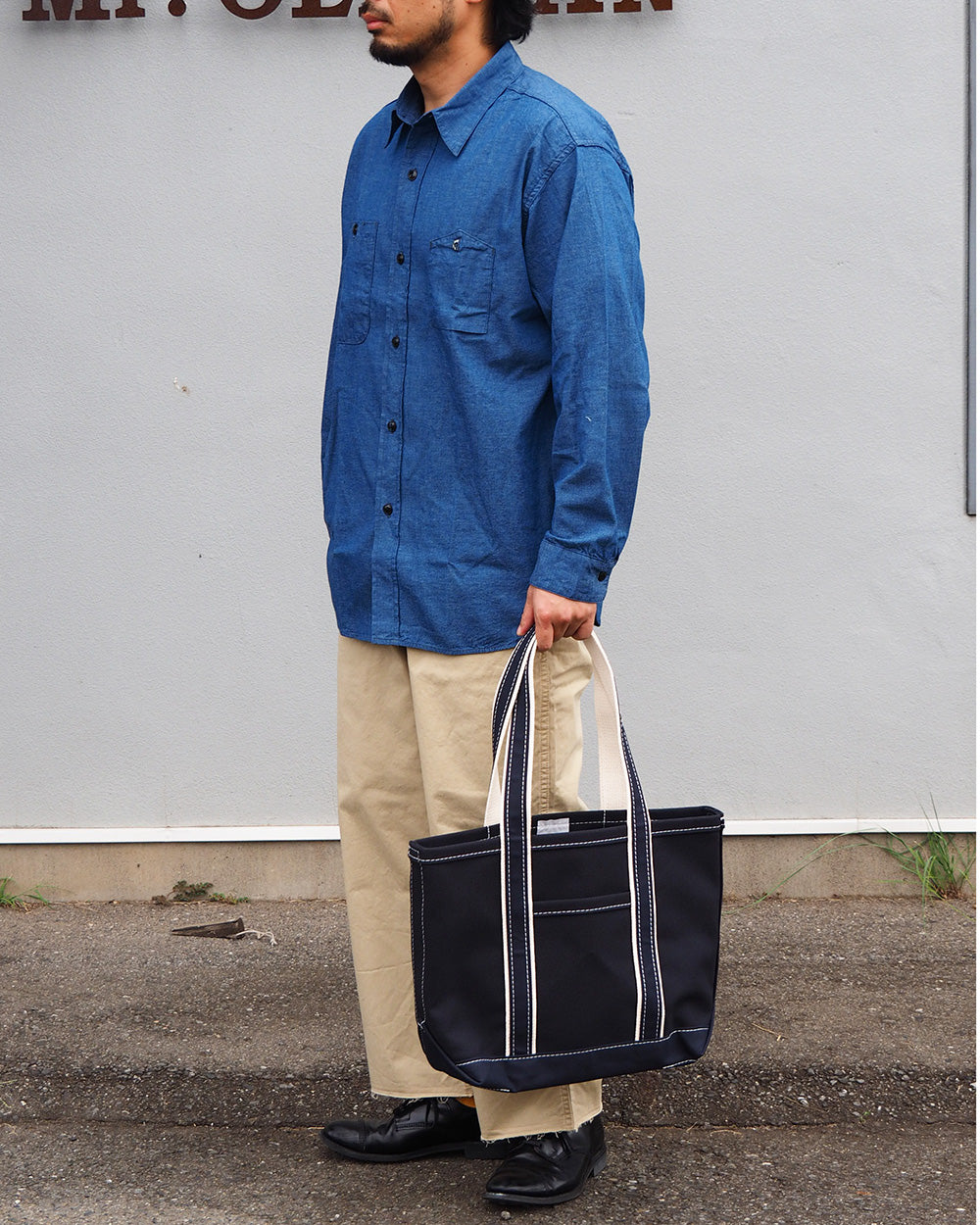WORKERS ワーカーズ Deluxe Pocket Tote Bag Dark Navy × Navy Long Handle