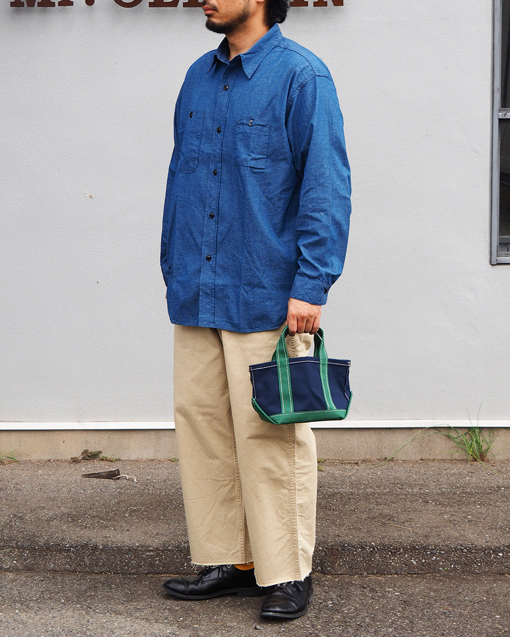 WORKERS ワーカーズ Deluxe Tote, Mini, Dark Navy x Green