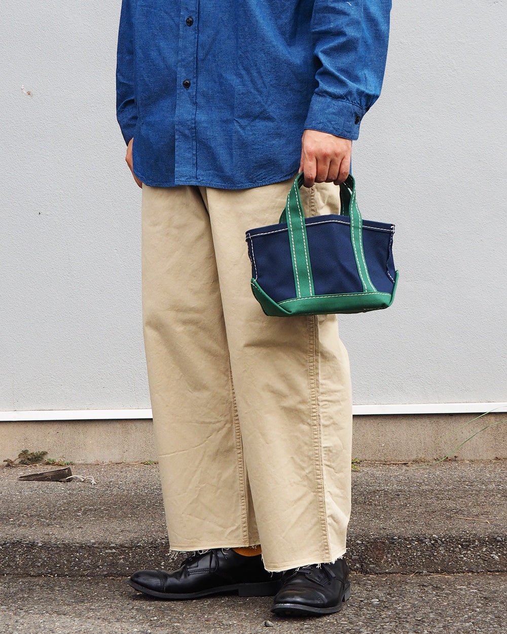 WORKERS ワーカーズ Deluxe Tote, Mini, Dark Navy x Green