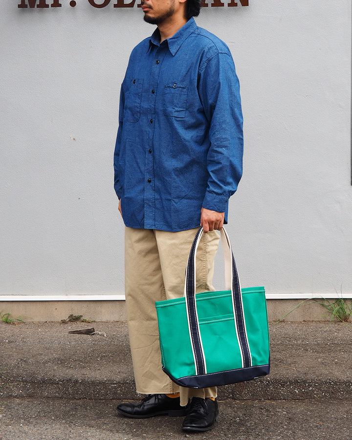 WORKERS ワーカーズ Deluxe Pocket Tote Bag Green × Navy Long Handle