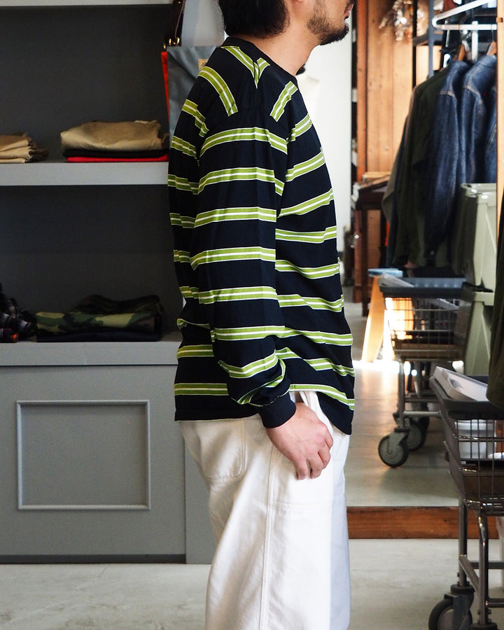 WALLA WALLA SPORT 왈라 왈라 스포츠 L/S 스트라이프 티 블랙×그린