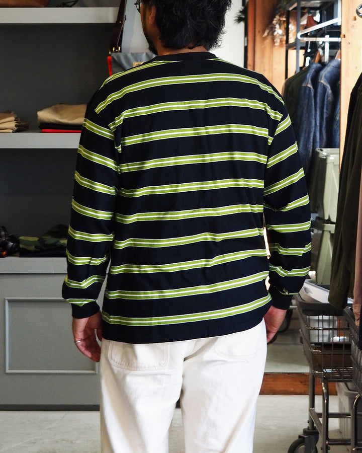WALLA WALLA SPORT 왈라 왈라 스포츠 L/S 스트라이프 티 블랙×그린