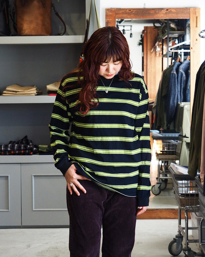 WALLA WALLA SPORT 왈라 왈라 스포츠 L/S 스트라이프 티 블랙×그린