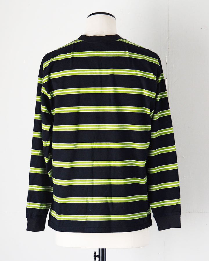 WALLA WALLA SPORT 왈라 왈라 스포츠 L/S 스트라이프 티 블랙×그린