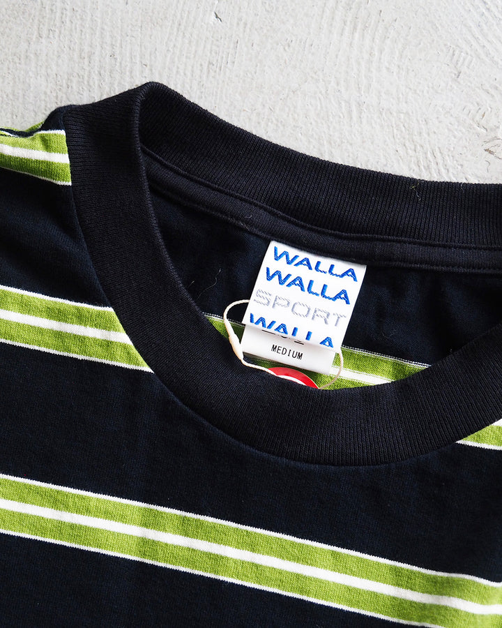 WALLA WALLA SPORT 왈라 왈라 스포츠 L/S 스트라이프 티 블랙×그린