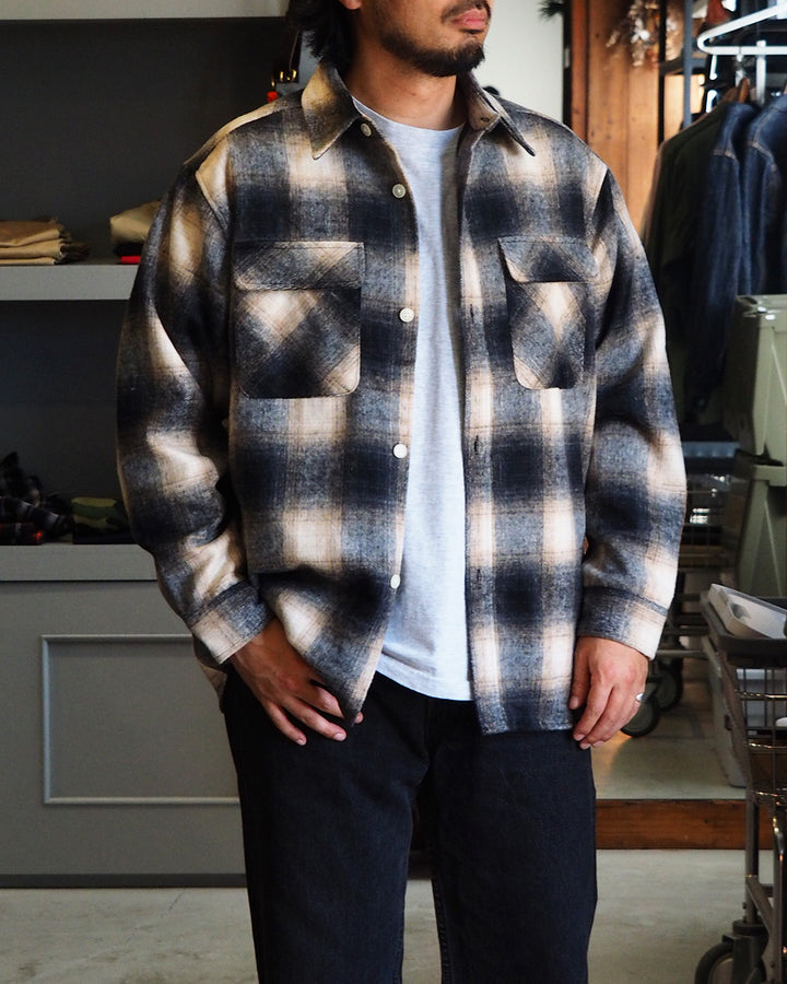 FIVE BROTHER Five Brother Shaggy Check Shirts Jacket Black