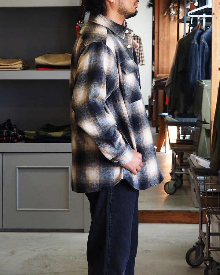 FIVE BROTHER Five Brother Shaggy Check Shirts Jacket Black