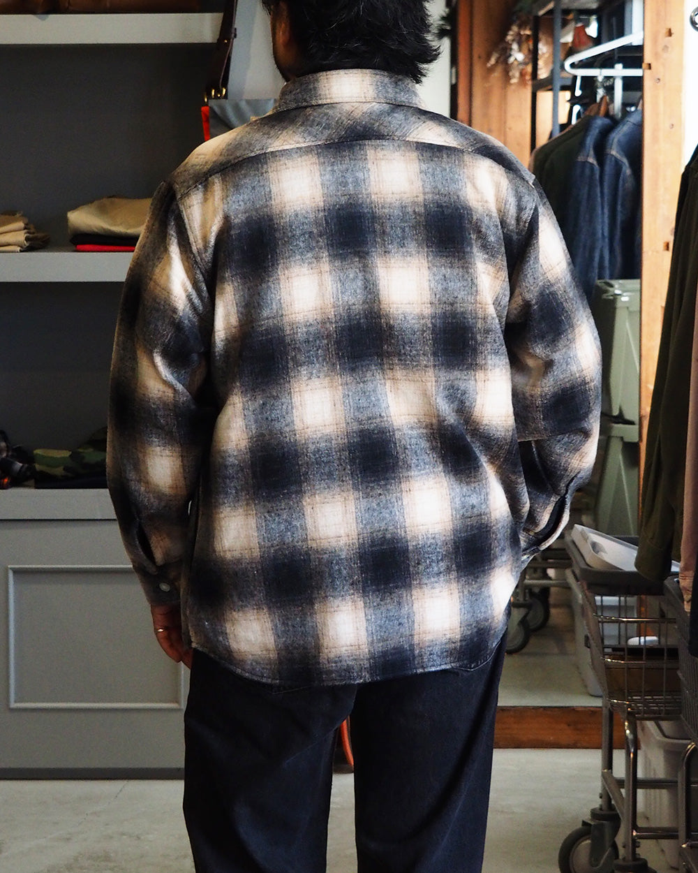 FIVE BROTHER Five Brother Shaggy Check Shirts Jacket Black