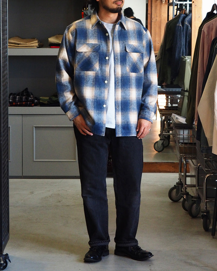 FIVE BROTHER ファイブブラザー Shaggy Check Shirts Jacket Blue