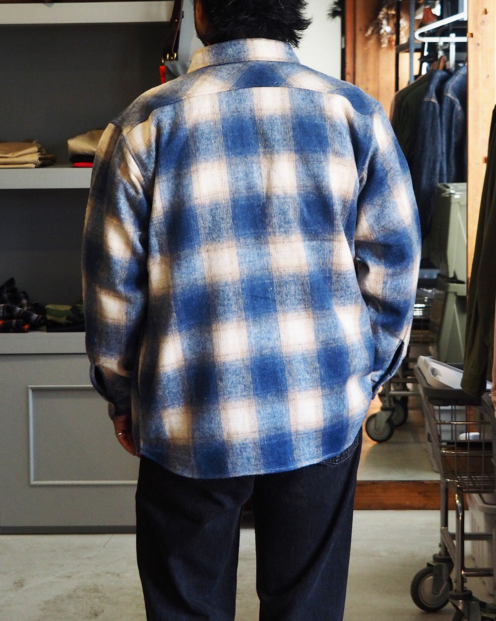 FIVE BROTHER ファイブブラザー Shaggy Check Shirts Jacket Blue