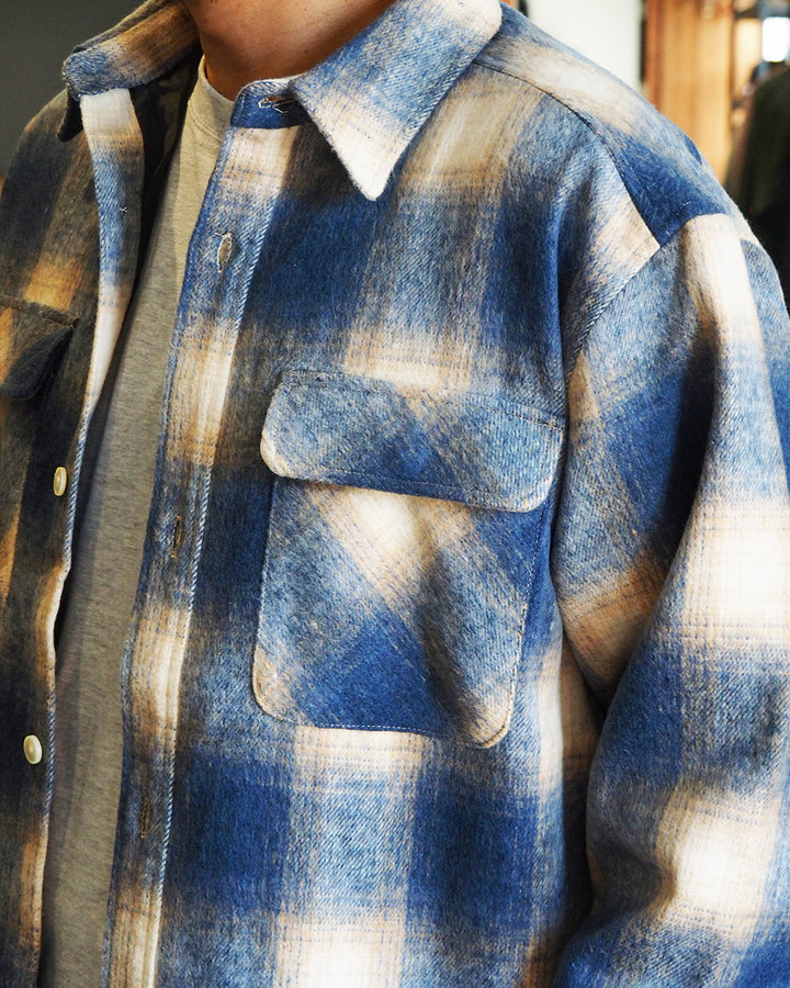 FIVE BROTHER ファイブブラザー Shaggy Check Shirts Jacket Blue
