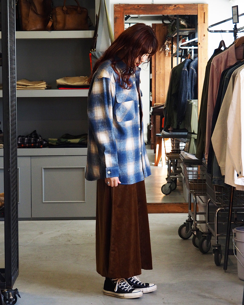 FIVE BROTHER ファイブブラザー Shaggy Check Shirts Jacket Blue