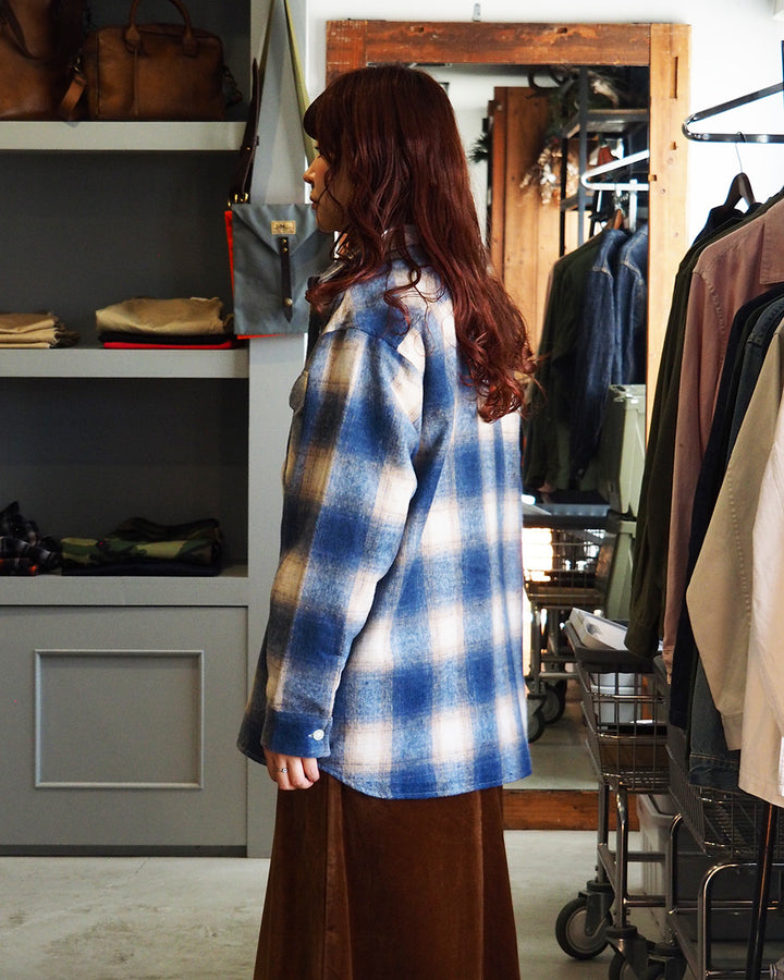 FIVE BROTHER ファイブブラザー Shaggy Check Shirts Jacket Blue