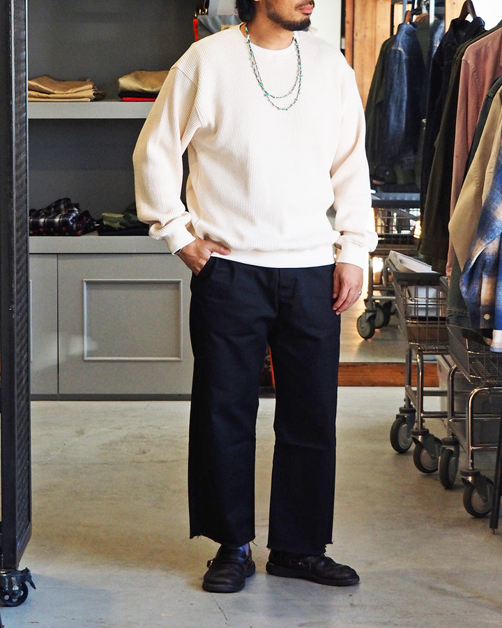 Mr.OLDMAN ミスターオールドマン Heavy Waffle Thermal Crew Sweat Natural