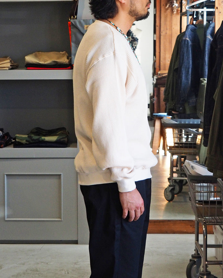Mr.OLDMAN ミスターオールドマン Heavy Waffle Thermal Crew Sweat Natural