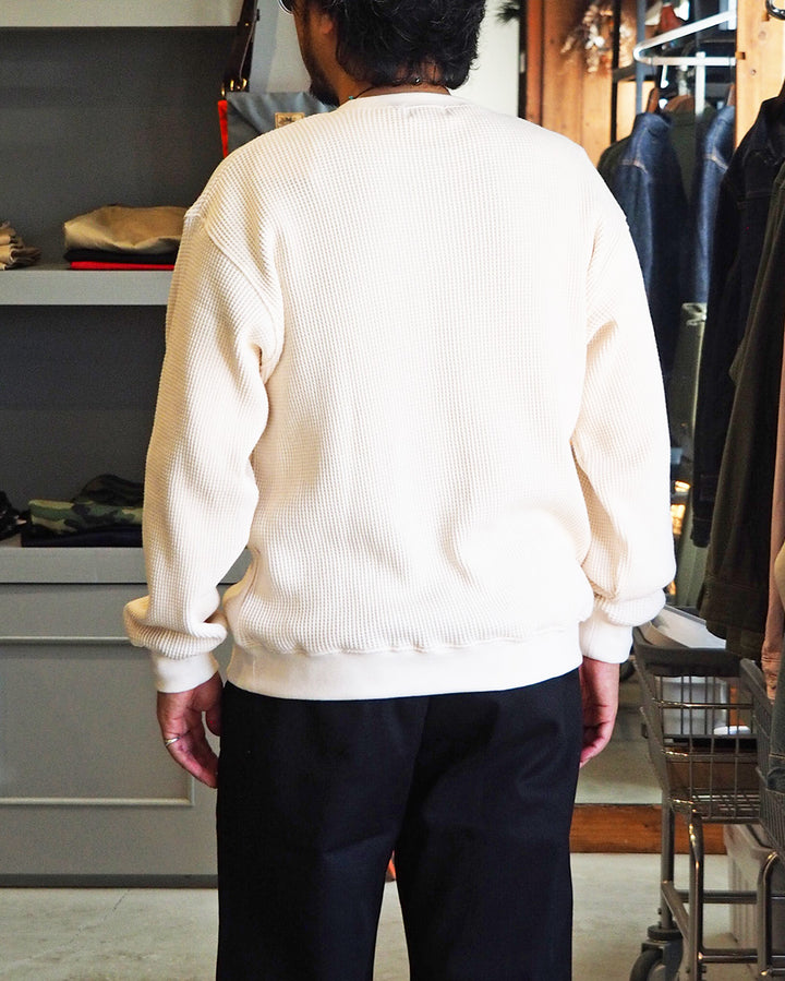 Mr.OLDMAN ミスターオールドマン Heavy Waffle Thermal Crew Sweat Natural