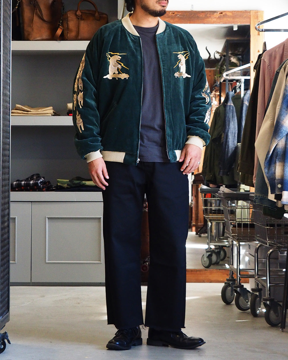 TAILOR TOYO テーラー東洋 TT15974-145 Late 1950s Style Velveteen Souvenir Jacket “POLAR BEAR” × “ALASKA MAP”