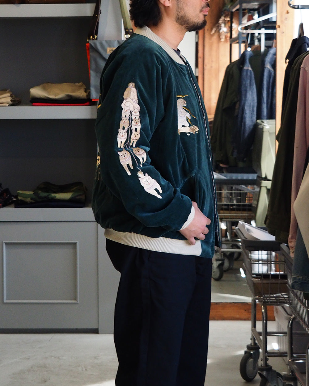 TAILOR TOYO テーラー東洋 TT15974-145 Late 1950s Style Velveteen Souvenir Jacket “POLAR BEAR” × “ALASKA MAP”