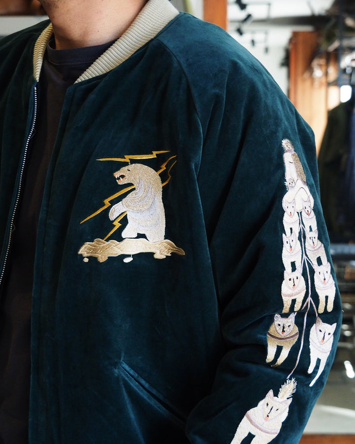 TAILOR TOYO テーラー東洋 TT15974-145 Late 1950s Style Velveteen Souvenir Jacket “POLAR BEAR” × “ALASKA MAP”