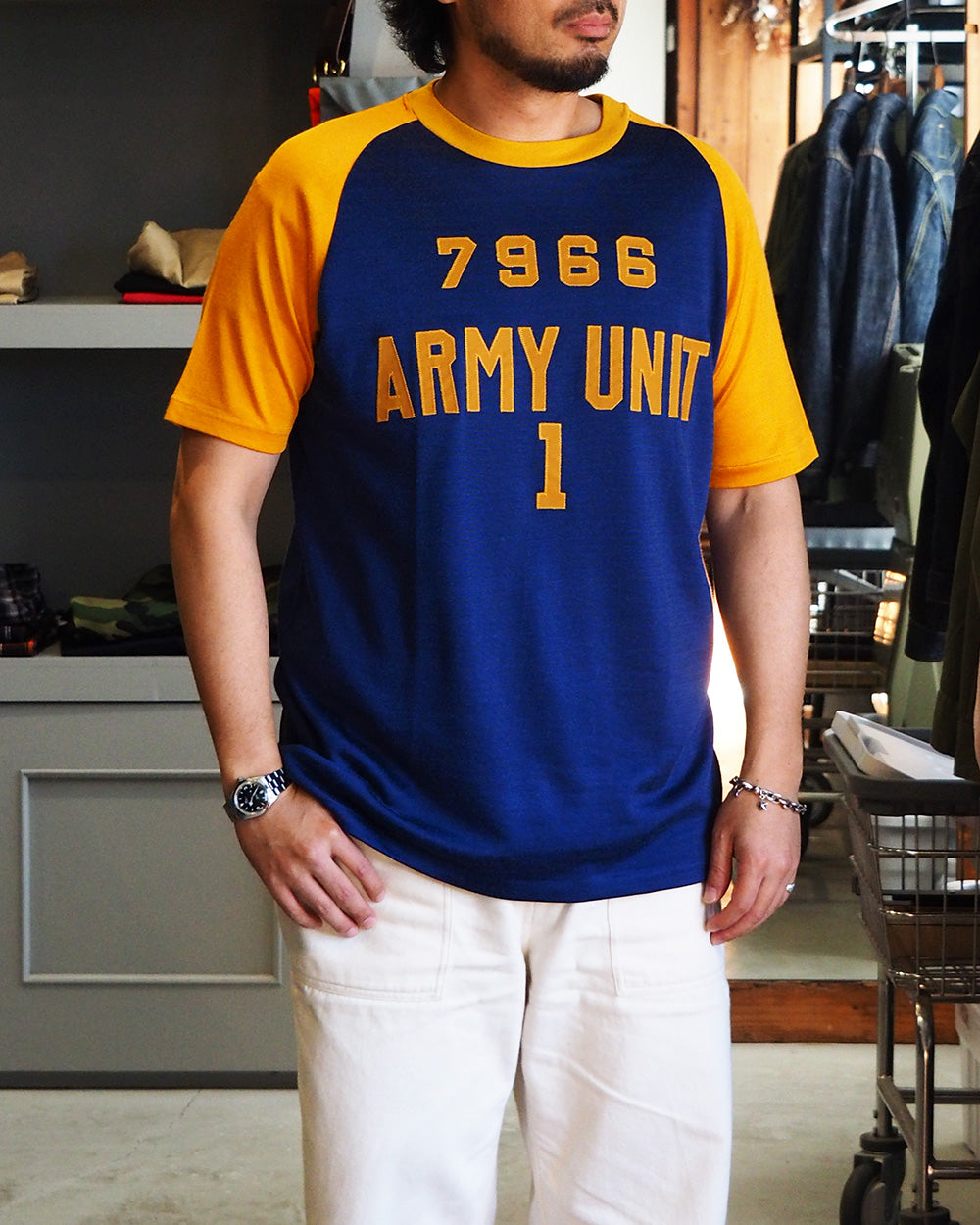 WAREHOUSE ウエアハウス Lot 4114 Combi Raglan S/S Tee ARMY UNIT