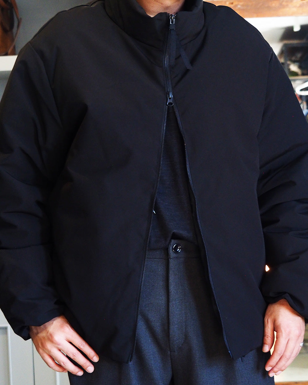 LAMOND ラモンド WEATHER CLOTH DOWN BLOUSON Black