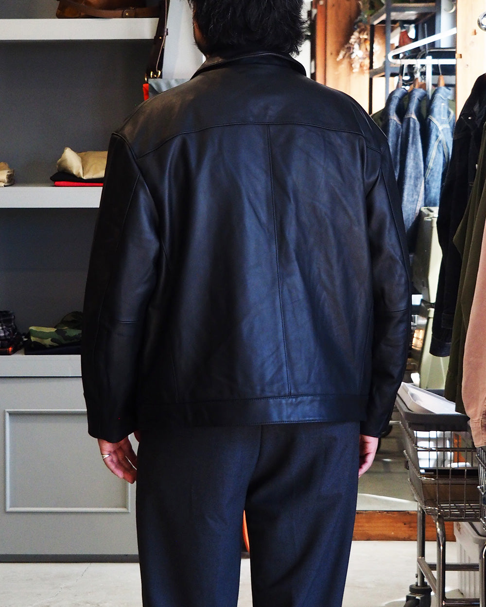 AWESOME LEATHER 超棒皮革 皮革拉鍊短夾克 黑色