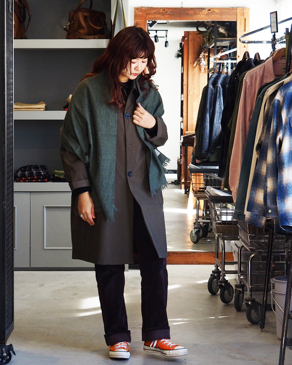 LOCALLY ローカリー 02452 light  short  muffler Moss  green