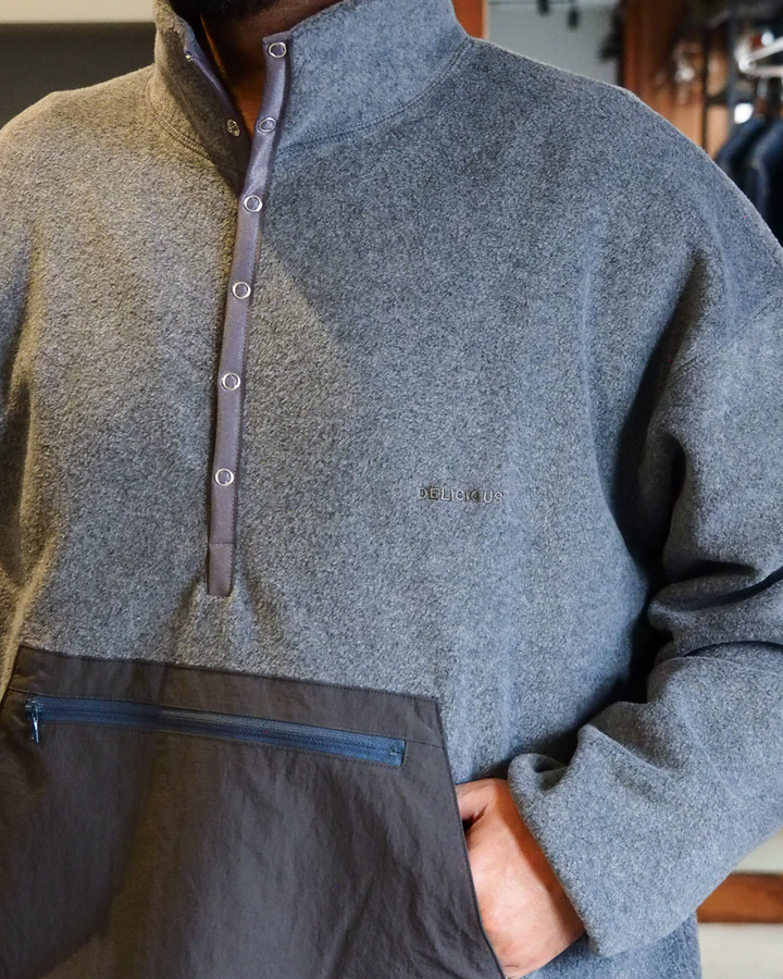 DELICIOUS デリシャス Fleece Snap Pullover - L.GRY