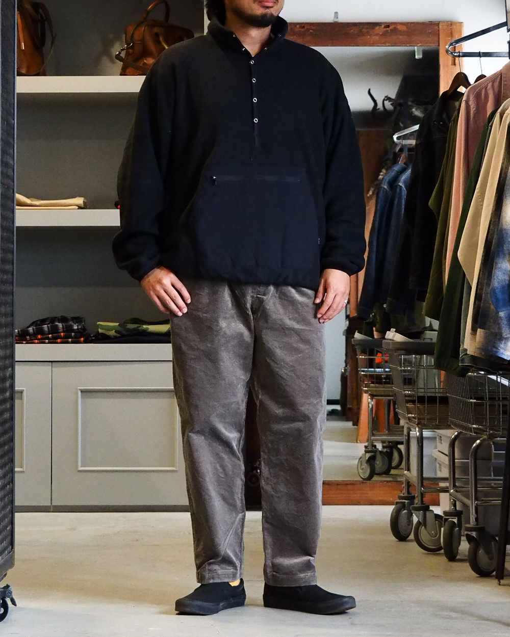 DELICIOUS デリシャス Fleece Snap Pullover - BLK